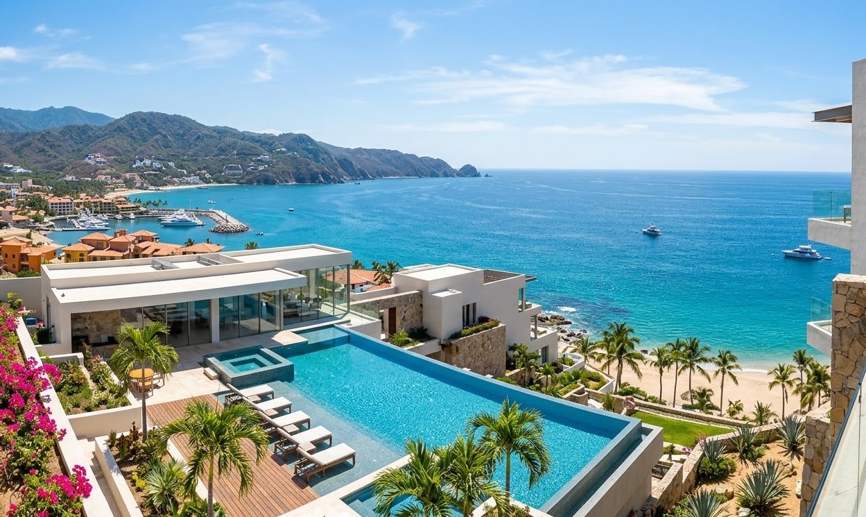Modern luxury real estate property in Mexico featuring premium amenities and coastal views for high-end investment.